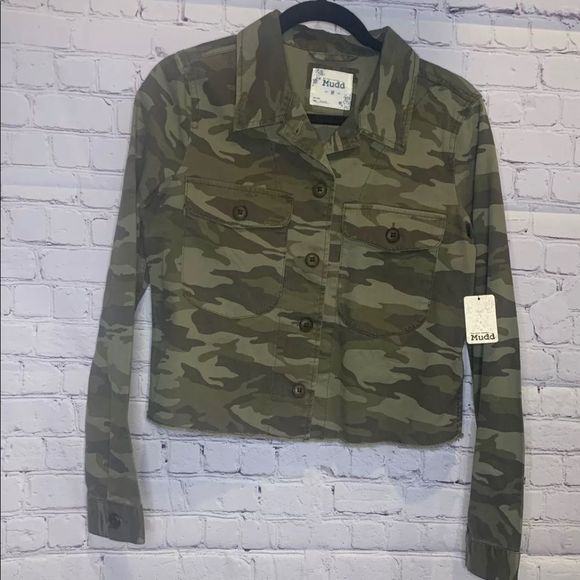 MUDD Junior Women Cropped Camo Button Up Jacket M - Picture 1 of 3